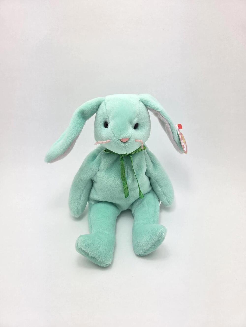 Ty Beanie Baby “Hippity” the Teal Bunny - Handmade in Indonesia (8.5 inch)
